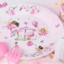 10/80pcs Pink Fairy Theme Birthday Party Supplies Set, Fairy 1st Birthday Party Tableware Set, Suitable For Wedding Birthday Party Decorations - Multicolor - View 7