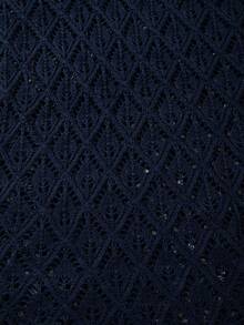 Maglietta in maglia con colletto POLO unisex da uomo, maniche corte, ampia, casual, versatile, per il pendolarismo, con dettagli traforati, primavera estate, ritorno a scuola - Blu Navy - Visualizzare 11