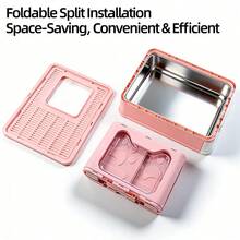 Foldable Enclosed Cat Litter Box With Lid, Top Entry & Front Door Kitty Toilet, Drawer Type With Easy Clean Tray, Anti-Splashing Cat Litter Box With Scoop For Indoor Cats - one-size - View 9