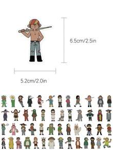 50PCS Retro Art Cartoon Pattern Character Stickers Waterproof PET Gift Decoration Scrapbook Laptop Luggage Guitar Water Cup Phone Case DIY Decal - 50pcs - View 2