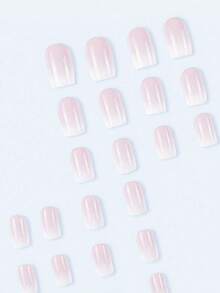 Upgrade Your Style 24pcs Short Square Icy Gradient Minimalist Sexy Design Full Coverage Nail Tips Suitable For Women And Girls - Multicolor - View 2