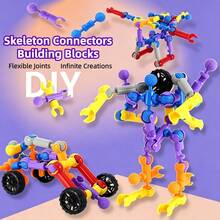 Children's Skeleton Building Block Toy Set Suitable For 3+ Years Old Kindergarten Toddlers, Colorful Multi-Shape Interlocking Building Rods, Smart Rods For Boys And Girls, Versatile Creative Educational STEM Assembly Construction Blocks, 3D Geometric Spatial Math Thinking Educational Tool, Intellectual Fun Flexible Joint Free Connection DIY Building Toy, Birthday Holiday Gift, 10/68/218pcs With Storage Bag - Multicolor - View 2
