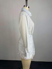 Light Blue Striped Shirt & Lace Trim Wrap Skort 2-Piece Set, Casual Preppy Co-Ord For Women - 藍色 - 查看 6