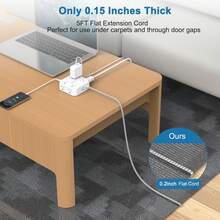 Regleta con Protector de Sobretensión, Cable de Extensión con Enchufe Plano de 5 pies, 8 Tomas de Corriente, 4 Puertos de Carga USB (Incluyendo 2 USB-C), Expansor Multitoma – Esencial para el Hogar, la Oficina y los Dormitorios Universitarios - Tipo de Enchufe B USA (110-127V) - Ver 6