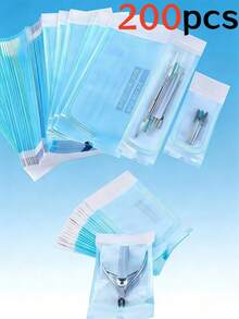 400/200/50/20pcs/Pack 90*230mm Disposable Nail Tool Sterilization Bags, Suitable For Nail Drill Bits, Sanding Strips, Steel Pushers, Etc., With Self-Sealing, Sterilization Indicator, Nail Supplies, Nail Tools, Nail Art Tools, Nails, Nail Tools (Suitable For Nail Extensions) - Blue and White - View 10