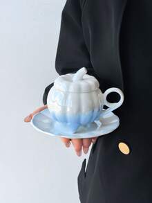 1套漸層南瓜陶瓷咖啡杯盤組，下午茶拿鐵杯，創意少女風早餐馬克杯 - 彩色 - 查看 14