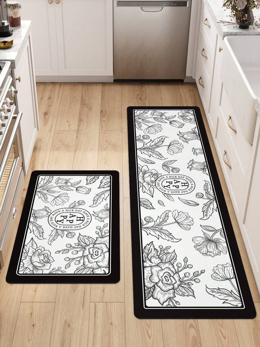 DAJIANG 1pc Bohemian Vintage Kitchen Runner Rug, Non-Slip Rubber Backing, Washable Kitchen Mat, Thick Kitchen Floor Rug Suitable For Hallway, Laundry Room, Holiday Room Decor - Multicolor - View 1