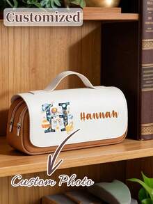 Personalized Name 3-Compartment Large Capacity Pencil Case, Personalized Display, School Supplies And Holiday Gifts, Personalized Multi-Compartment Storage Box Suitable For School Office, Unique Customized Birthday Gift - Multicolor - View 2
