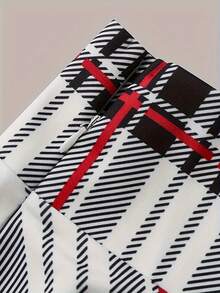 Nueva Falda de Talle Alto con Cordones y Estampado de Cuadros, Versátil y Esponjosa de Línea A - [Blanco] - Ver 4