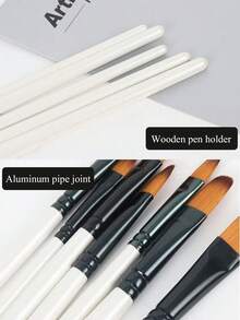 Set di 6 pennelli da artista con testa tonda e inclinata, setole in nylon bianco, adatti per acrilico, olio, acquerello, viso, corpo, pittura su roccia e tela, per artisti, studenti, adulti, fai da te, regalo fatto a mano, forniture per l'arte - R - Visualizzare 6