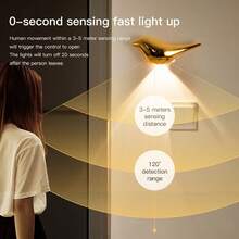 Lampu Dinding Sensor Gerak LED, Lampu Dinding Dekoratif, Lampu Malam Sensor USB Nirkabel, Lampu Dinding LED Nirkabel, Lampu Malam Magnetik Isi Ulang, Cocok untuk Dekorasi Lorong, Lemari, dan Ruangan - Bentuk burung - View 3