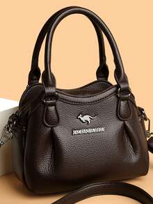 LUYIAIXI Women's Soft Leather Top-Handle Bags Luxury Design Shoulder Messenger Bags High Quality Handbags And Purses Commuting - Coffee - View 3