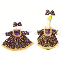 Porch Goose Halloween Outfit Pumpkin Witch Hat Dress With Bow Headband Set For 23 Inch Lawn Goose Statue Clothes - 2pcs - View 6