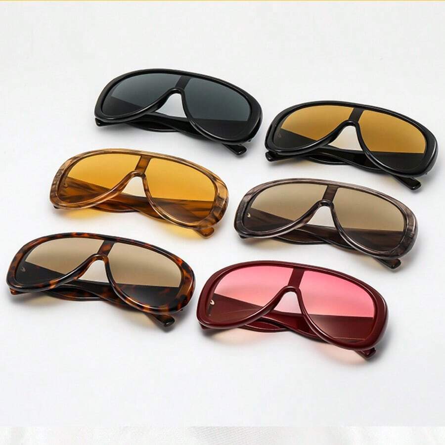 MJJJY 1Pc Oversized One-Piece Sunglasses (Multiple Colors Available), Retro  Design, UV Protection, Suitable For Daily Commute, Outdoor Activities, Personal Styling And Other Occasions, The Best Choice For Her - C6 - Khung màu đỏ rượu vang với hai mảnh màu đỏ - Xem 1