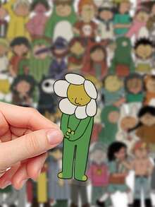 50PCS Retro Art Cartoon Pattern Character Stickers Waterproof PET Gift Decoration Scrapbook Laptop Luggage Guitar Water Cup Phone Case DIY Decal - 50pcs - View 4