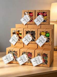 10pcs/Pack Party Candy Cookie Chocolate Muffin Box Paper Box Box Favor Paper Box Gift Box Suitable For Various Holidays Birthday Anniversary (Includes Rope Card) - View 4