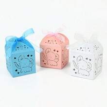 Caixas de lembranças para festa de revelação de género de batismo, 3 cores, caixas de presente com corte a laser de elefante com fita, artigos para festa de chá de bebé e batizado para rapazes e raparigas - Multicolorido - Ver 1