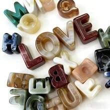 10pcs 21x14mm Acrylic Letter Beads, 26 Random Mixed Color Letters, Clothing Decoration Accessories, Handmade Jewelry Making Materials For Necklace, Bracelet And DIY Crafts - Multicolor - View 2