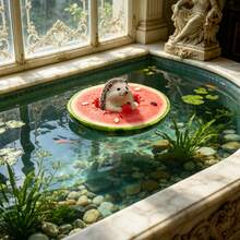 Cute Floating Hedgehog In Watermelon Figurine, Resin Ornament For Fish Tank, Patio Pond And Yard Decor - Floating Watermelon Hedgehog - View 5