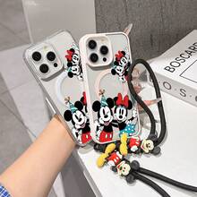 This Disney Mickey Mouse Pattern Lanyard Phone Case Features A Strong Magnetic Closure And Full Coverage Of Acrylic And TPU Material. It's Shockproof, Lightweight, And Suitable For IPhone17/16/11/13/15/15 Plus/15 Pro/15 Pro Max/12/14 Pro Max/11 Pro Max/12 Pro/12 Pro Max/13. It's A Popular Birthday Gift, Business Gift, Durable, Stain-Resistant, And Fingerprint-Resistant New Phone Case For Men And Women. It Also Includes A Mickey Mouse Phone Case And Mickey Mouse Doll Bracelet. Compatible With SamsungGalaxy S20, S21, S22, S23, And S24 Series. It's The Perfect Gift For Friends And Family. This Stylish Phone Case Is Fun, Lightweight, And Durable. IPhone17 Pro Max Phone Case, Minnie Phone Case. - Trong sáng - Xem 5