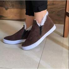 Women's Faux Fur Ankle Boot With Plush Lining - Rust Brown - View 3