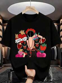 New 2026 Summer Casual Fashion, Shipped Locally,Graphic Tees100% Cotton T-Shirt - Short Sleeve, Round Neck, Digital Print, Comfortable For All Seasons - Black 1 - 查看 1