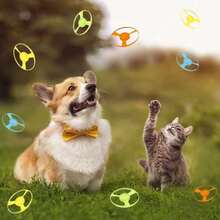 Juguete para mascotas de gato y perro, pistola de libélula de bambú, lanzador de hada voladora para exteriores, juguete giratorio para mascotas, juguete antiestrés, lanzador, juego de juguete de persecución y caza para interiores, juguete de entretenimiento interactivo y divertido para gatos, incluye 6 discos de lanzamiento. - Multicolor - Ver 7
