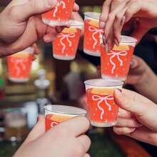 20PCS Plastic Pink Bow Wine Glasses, Cute Bow Hard Plastic Mini Wine Cups, Transparent Beverage Tasting Sample Cups, Suitable For Home, Office, Bar, Restaurant, Birthday Party, Wedding, Bridal Gift, Bachelorette Party, Etc., Can Hold Espresso, Wine, Cocktails, Etc. - View 4