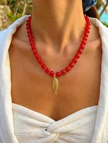 BOHO 1 pieza Collar largo de múltiples colgantes con borlas, estilo vintage francés elegante, hip-hop bohemio, de vacaciones, con cuentas coloridas brillantes, rojo burdeos, con diseño de pez, flor y sol, personalizado, exagerado, único, Y2K, multicapa, cadena en Y, cadena para clavícula, cadena para suéter, adecuado para mujeres, verano, playa, vacaciones, fiesta, cena nocturna, festival de música, cita, regalo, uso diario, versátil para todas las estaciones, joyería - Rojo - Ver 1