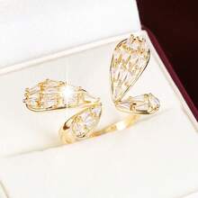 1pc Adjustable Butterfly Shaped Ring With Artificial Zirconia Stones, Fresh Countryside Style - Multicolor - View 5