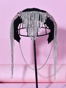 1 pieza Diadema ancha de lujo con decoración de rhinestones, adecuada para fiestas, fotografía, vacaciones, bailes - Plateado - Ver 6