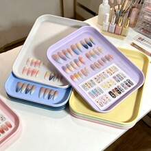 1pc Colorful Rectangular Nail Brush Storage Tray, Nail Tweezers & Pliers Tool Cleaning Soak Box, Nail Scissors Holder, Desktop Nail Polish Bottle Tray, Nail Cotton Pads And Nail File Storage Box - Multicolor - View 3