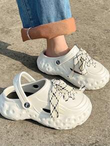 Women Clogs - White (white Shoelaces) - View 2
