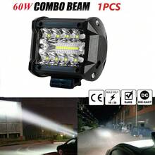 Heyword 1pc Car LED Work Light Bar, Spot + Flood Combination Light Pod, Off-Road Fog Light, Dustproof, Suitable For SUV, ATV, UTV, Car Accessories - 3570chip Yellow - View 2