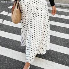 Soqi Women's Clothing  Falda casual de mujer con estampado de lunares - Burdeos - Ver 2