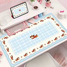 Thảm lót bàn phím và chuột cỡ lớn dễ thương phong cách Kawaii cho gaming, thảm lót bàn dài mềm bảo vệ mặt bàn, chống nước, đế cao su chống trượt, phụ kiện máy tính trang trí cho làm việc văn phòng và tại nhà, quà tặng cho bé gái và bé trai, họa tiết Aesthetic Cherry Apple Cat - Xem 12