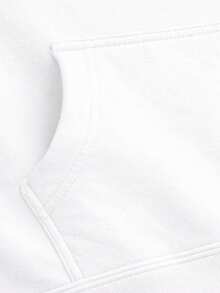 Plain Kangaroo Hoodie For Men And Women, Cotton Lined Sweatshirt, Warm Jacket With Pocket And Hood, Winter/Cold Season - 白色的 - 查看 3