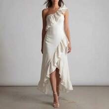 2026 Summer New Ruffled Pleated Elegant Dress For Women - 酒紅色 - 查看 4