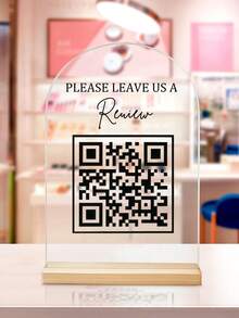 1pc Customized QR Code Plaque, Personalized Business Review Plaque, Customized Business Display Plaque, Personalized QR Code Social Media Logo, Customized Menu Display Plaque, Salon Plaque, For Business/Work/Office, Small Business Must Have - Multicolor - View 2