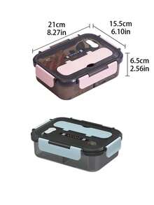 Hộp cơm Bento trong suốt kèm dụng cụ, dùng được trong lò vi sóng, hộp cơm chia ngăn phong cách Dopamine, di động cho nhân viên văn phòng và học sinh - Nhiều màu - Xem 11