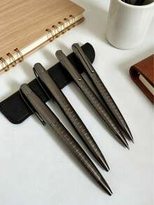3/2pcs Set, Luxury Business Metal Pen, Paired With 0.5mm Black Ink Refill, Suitable For Business Office, Meeting Signing, Student Exams, Daily Writing, Etc., Showcases Elegance For Personal Use, Decent Gift Choice. Paired With Pen Case, It's An Excellent Choice For Corporate Gifts, Business Gifts Or Holiday Souvenirs. Pen Case Is Made Of PU Leather. - Metal Pen - View 4