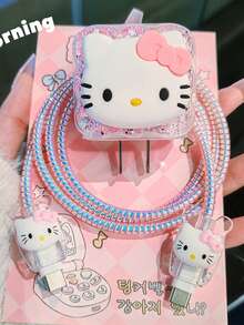 SANRIO 1 Set Protector de Cable de Datos KT Cat Compatible Con, Lindo - Multicolor - Ver 2