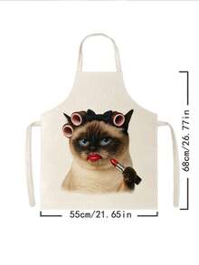 1 pieza, Delantal de poliéster con patrón de gato chef de dibujos animados, adecuado para cocinar, hornear y jardinería - se puede usar como atuendo para la cocina y el comedor. - Multicolor - Ver 15