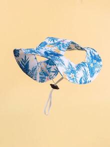 1pc Double-Layer Minimalist Cute Ear-Exposed Sun Hat, Anti-Slip Adjustable Sun Protection, Non-Tight Ear Design, Spring/Autumn Style, Suitable For Small Pet Dogs To Wear Outdoors - Blue - View 10