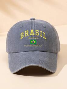 1pc Brazil Print Washed Baseball Cap, Classic Fashion, Soft Sweat-Absorbing Band, Adjustable Size, Lightweight Sun Protection, Versatile Classic Style, Suitable For Outdoor Sports, Football Matches, Daily Wear, Parties And Vacations, Perfect Gift For Friends And Family - A - View 8