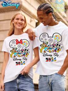 Disney Trip 2026 Classic Characters & Mickey Ears Cartoon Print - Men's White T-shirt - View 1