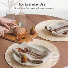 4/6/8pcs 15 Inch Round Woven PP Placemats, Washable Non-Slip Heat-Resistant Table Mats, Suitable For Home Dining Table Decor, Holiday Party, Wedding, Outdoor - Beige - View 6