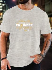 Camiseta de manga corta con cuello redondo para hombre, diseño TRUST ME, I'AN ENGINEER, estilo casual de verano. - Blanco - Ver 6