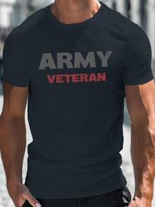 Camisetas casuales de manga corta para hombres altos y corpulentos, con estampado militar, ideales para el verano, de corte holgado. - Negro - Ver 10