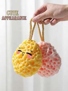 1/2Pcs Cheese Shape 3D Honeycomb Bath Sponge, Cute Appearance Rich Foam Highly Absorbent, High Resilience No Deformation Soft Exfoliating Body Scrubber With Hanging Rope, Random Color - Multicolor - View 2